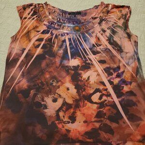 B.L.E.U Orange Sublimation Dye Print Top
